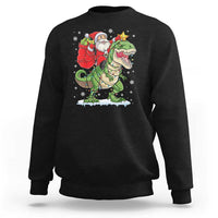 Funny Dinosaur Christmas Santa Claus Riding Dino Sweatshirt - Wonder Print Shop