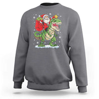 Funny Dinosaur Christmas Santa Claus Riding Dino Sweatshirt - Wonder Print Shop