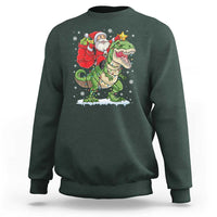 Funny Dinosaur Christmas Santa Claus Riding Dino Sweatshirt - Wonder Print Shop
