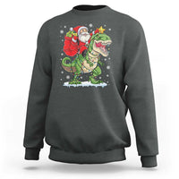 Funny Dinosaur Christmas Santa Claus Riding Dino Sweatshirt - Wonder Print Shop