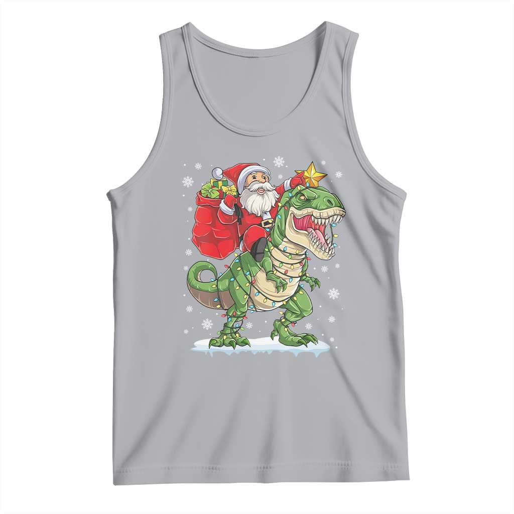 Funny Dinosaur Christmas Santa Claus Riding Dino Tank Top - Wonder Print Shop