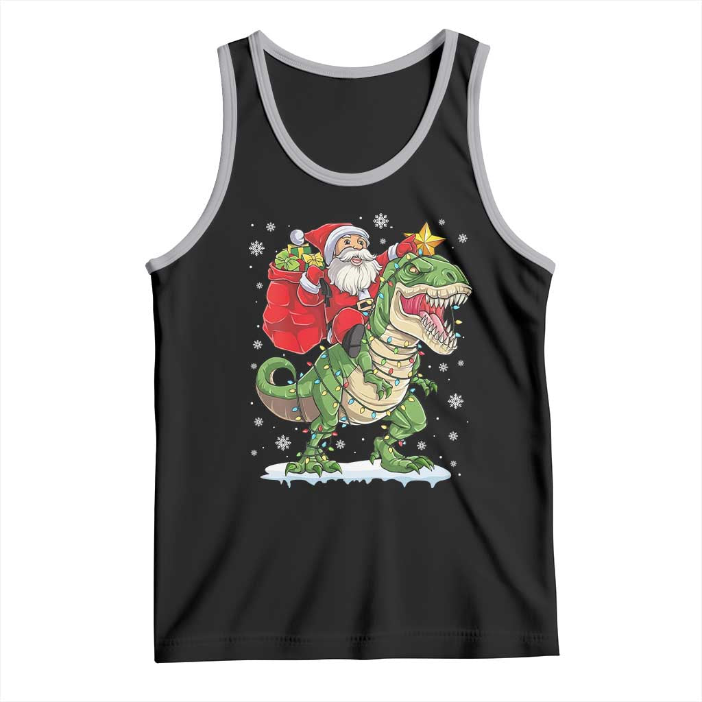 Funny Dinosaur Christmas Santa Claus Riding Dino Tank Top - Wonder Print Shop