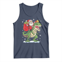 Funny Dinosaur Christmas Santa Claus Riding Dino Tank Top - Wonder Print Shop