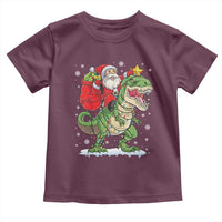 Funny Dinosaur Christmas Santa Claus Riding Dino Toddler T Shirt - Wonder Print Shop