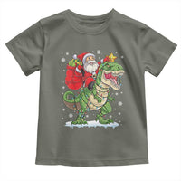 Funny Dinosaur Christmas Santa Claus Riding Dino Toddler T Shirt - Wonder Print Shop