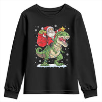 Funny Dinosaur Christmas Santa Claus Riding Dino Youth Sweatshirt - Wonder Print Shop