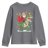 Funny Dinosaur Christmas Santa Claus Riding Dino Youth Sweatshirt - Wonder Print Shop
