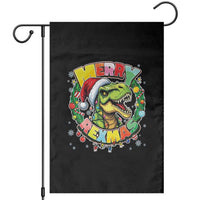 Funny Christmas Dinosaur Garden Flag Merry Rexmas Dino Xmas Wreath - Wonder Print Shop