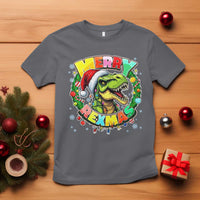 Funny Christmas Dinosaur T Shirt Merry Rexmas Dino Xmas Wreath - Wonder Print Shop