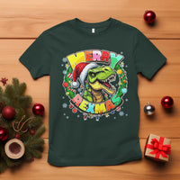 Funny Christmas Dinosaur T Shirt Merry Rexmas Dino Xmas Wreath - Wonder Print Shop