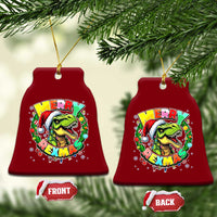 Funny Christmas Dinosaur Ceramic Ornament Merry Rexmas Dino Xmas Wreath - Wonder Print Shop