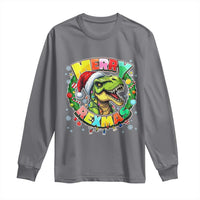 Funny Christmas Dinosaur Long Sleeve Shirt Merry Rexmas Dino Xmas Wreath - Wonder Print Shop