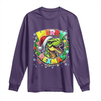 Funny Christmas Dinosaur Long Sleeve Shirt Merry Rexmas Dino Xmas Wreath - Wonder Print Shop