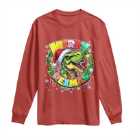 Funny Christmas Dinosaur Long Sleeve Shirt Merry Rexmas Dino Xmas Wreath - Wonder Print Shop