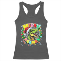 Funny Christmas Dinosaur Racerback Tank Top Merry Rexmas Dino Xmas Wreath - Wonder Print Shop