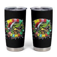 Funny Christmas Dinosaur Tumbler Cup Merry Rexmas Dino Xmas Wreath - Wonder Print Shop