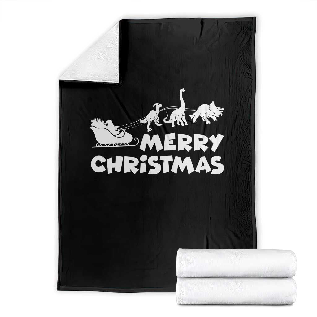 Funny Xmas Dinosaur Throw Blanket Merry Christmas Dino Santa's Sleigh - Wonder Print Shop