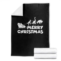 Funny Xmas Dinosaur Throw Blanket Merry Christmas Dino Santa's Sleigh - Wonder Print Shop