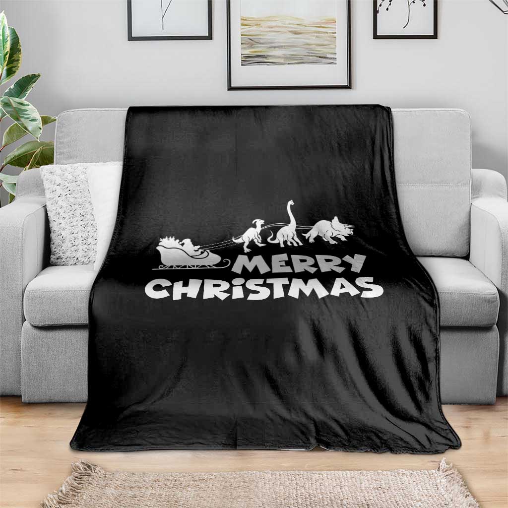 Funny Xmas Dinosaur Throw Blanket Merry Christmas Dino Santa's Sleigh - Wonder Print Shop