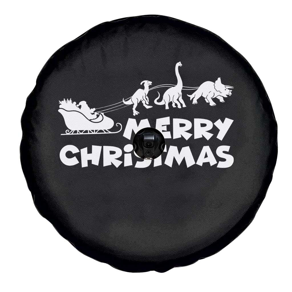 Funny Xmas Dinosaur Spare Tire Cover Merry Christmas Dino Santa's Sleigh - Wonder Print Shop