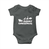 Funny Xmas Dinosaur Baby Onesie Merry Christmas Dino Santa's Sleigh - Wonder Print Shop