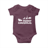 Funny Xmas Dinosaur Baby Onesie Merry Christmas Dino Santa's Sleigh - Wonder Print Shop