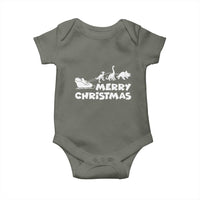 Funny Xmas Dinosaur Baby Onesie Merry Christmas Dino Santa's Sleigh - Wonder Print Shop