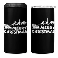Funny Xmas Dinosaur 4 in 1 Can Cooler Tumbler Merry Christmas Dino Santa's Sleigh - Wonder Print Shop