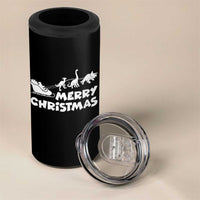 Funny Xmas Dinosaur 4 in 1 Can Cooler Tumbler Merry Christmas Dino Santa's Sleigh - Wonder Print Shop