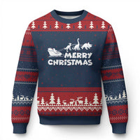 Funny Xmas Dinosaur Ugly Christmas Sweater Merry Christmas Dino Santa's Sleigh - Wonder Print Shop