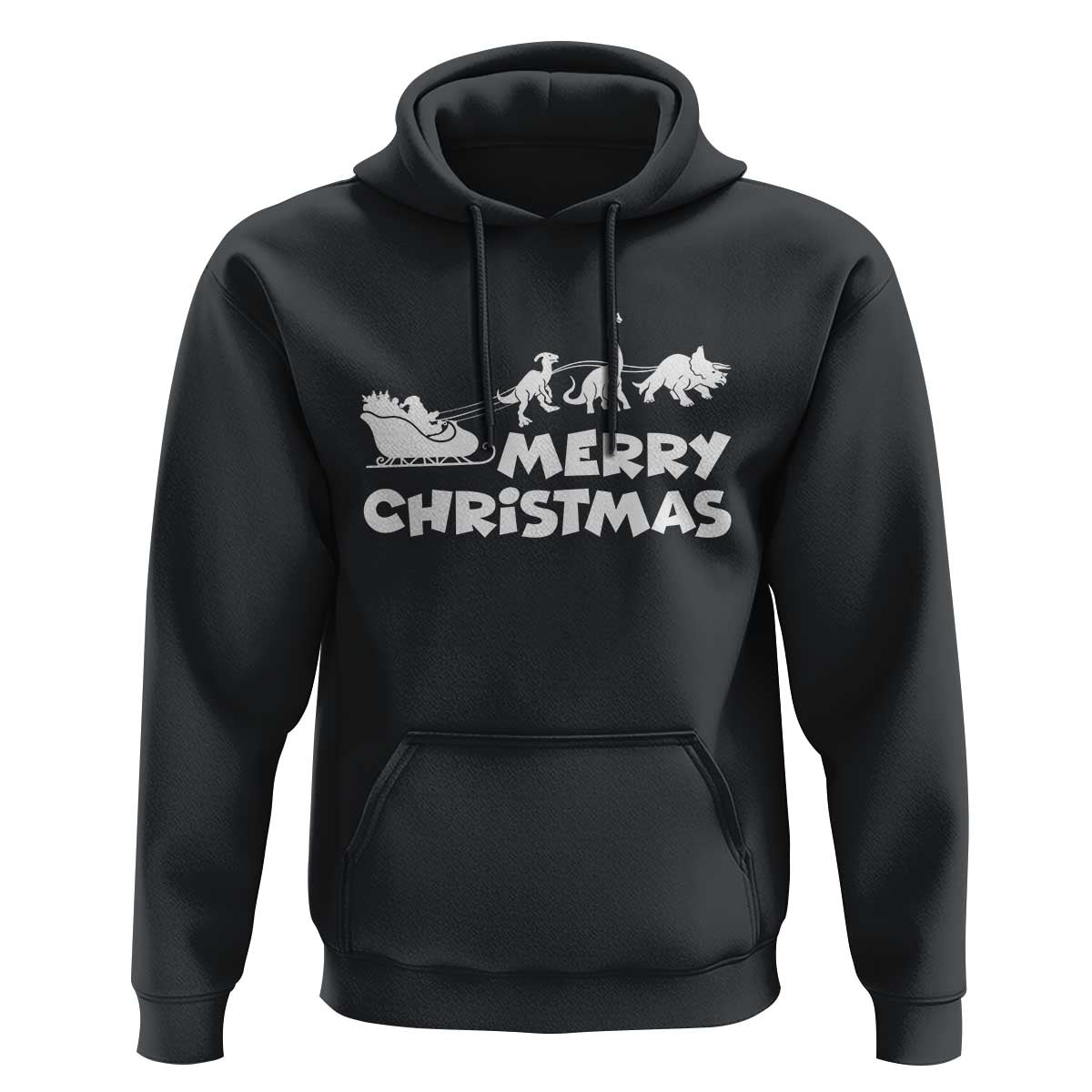 Funny Xmas Dinosaur Hoodie Merry Christmas Dino Santa's Sleigh - Wonder Print Shop