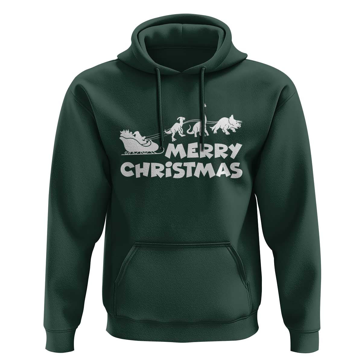 Funny Xmas Dinosaur Hoodie Merry Christmas Dino Santa's Sleigh - Wonder Print Shop