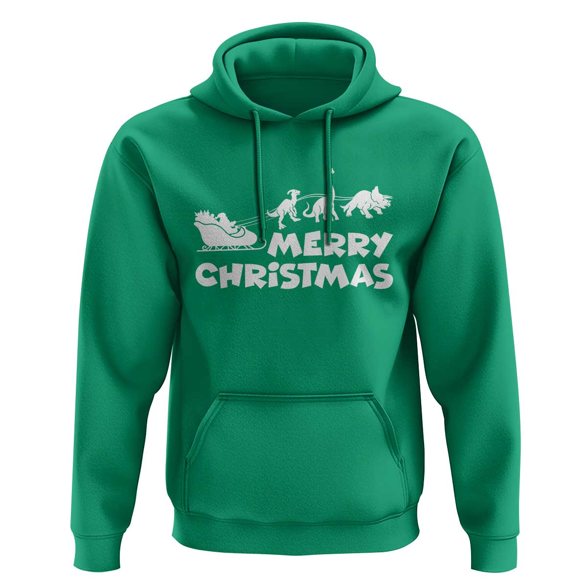 Funny Xmas Dinosaur Hoodie Merry Christmas Dino Santa's Sleigh - Wonder Print Shop