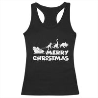 Funny Xmas Dinosaur Racerback Tank Top Merry Christmas Dino Santa's Sleigh - Wonder Print Shop