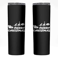 Funny Xmas Dinosaur Skinny Tumbler Merry Christmas Dino Santa's Sleigh - Wonder Print Shop