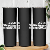 Funny Xmas Dinosaur Skinny Tumbler Merry Christmas Dino Santa's Sleigh - Wonder Print Shop