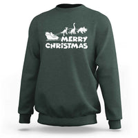 Funny Xmas Dinosaur Sweatshirt Merry Christmas Dino Santa's Sleigh - Wonder Print Shop