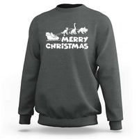 Funny Xmas Dinosaur Sweatshirt Merry Christmas Dino Santa's Sleigh - Wonder Print Shop