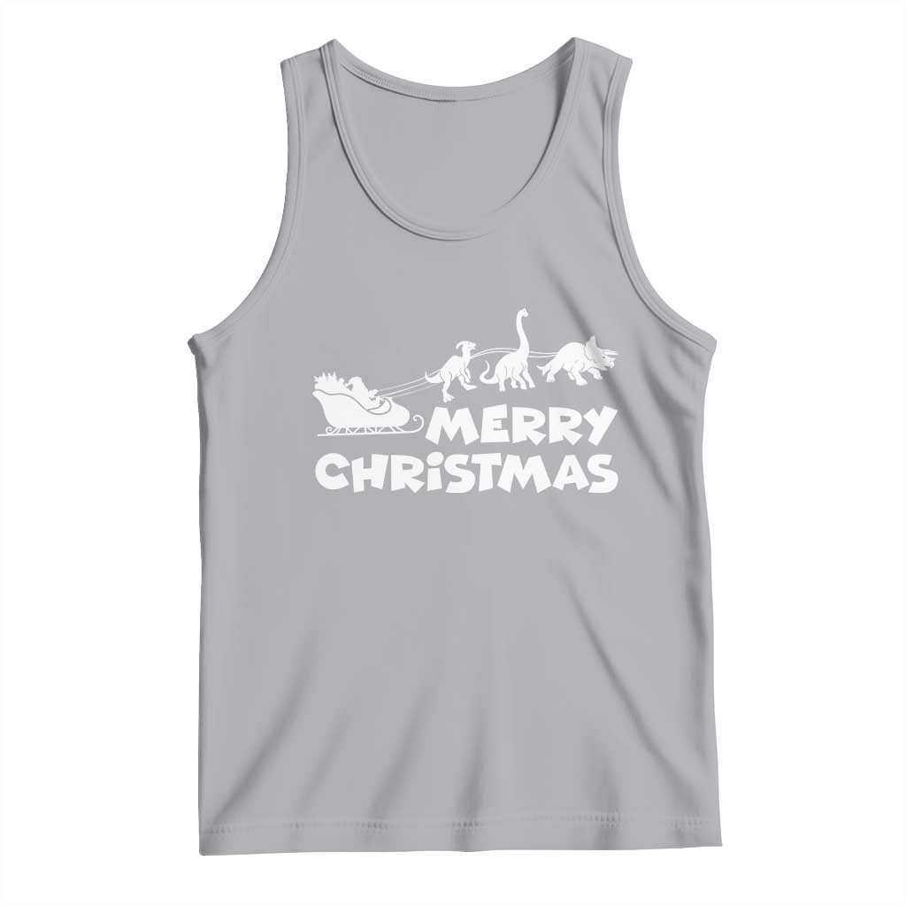 Funny Xmas Dinosaur Tank Top Merry Christmas Dino Santa's Sleigh - Wonder Print Shop