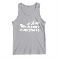Funny Xmas Dinosaur Tank Top Merry Christmas Dino Santa's Sleigh - Wonder Print Shop