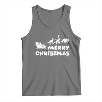 Funny Xmas Dinosaur Tank Top Merry Christmas Dino Santa's Sleigh - Wonder Print Shop