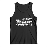 Funny Xmas Dinosaur Tank Top Merry Christmas Dino Santa's Sleigh - Wonder Print Shop