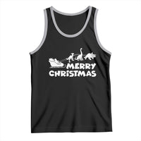 Funny Xmas Dinosaur Tank Top Merry Christmas Dino Santa's Sleigh - Wonder Print Shop