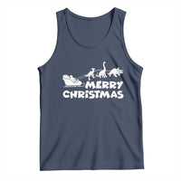 Funny Xmas Dinosaur Tank Top Merry Christmas Dino Santa's Sleigh - Wonder Print Shop