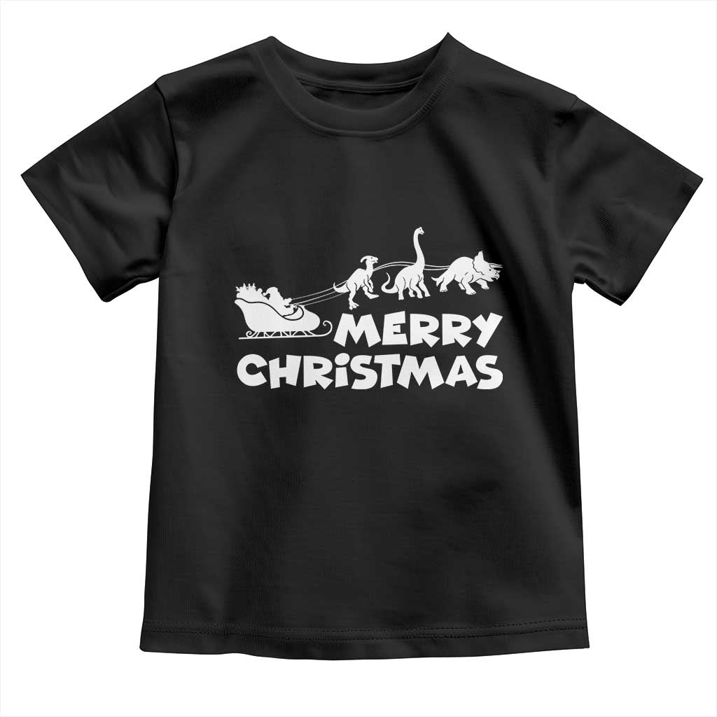 Funny Xmas Dinosaur Toddler T Shirt Merry Christmas Dino Santa's Sleigh - Wonder Print Shop