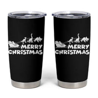 Funny Xmas Dinosaur Tumbler Cup Merry Christmas Dino Santa's Sleigh - Wonder Print Shop
