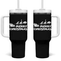 Funny Xmas Dinosaur Tumbler With Handle Merry Christmas Dino Santa's Sleigh - Wonder Print Shop