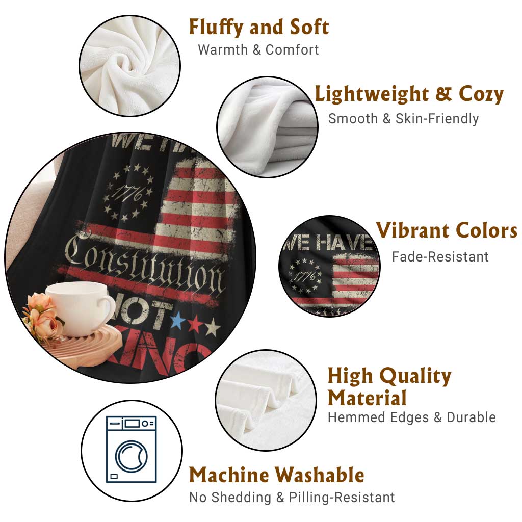 We Have A Constitution Not A King Throw Blanket No Kings in America Betsy Ross Flag - Wonder Print Shop