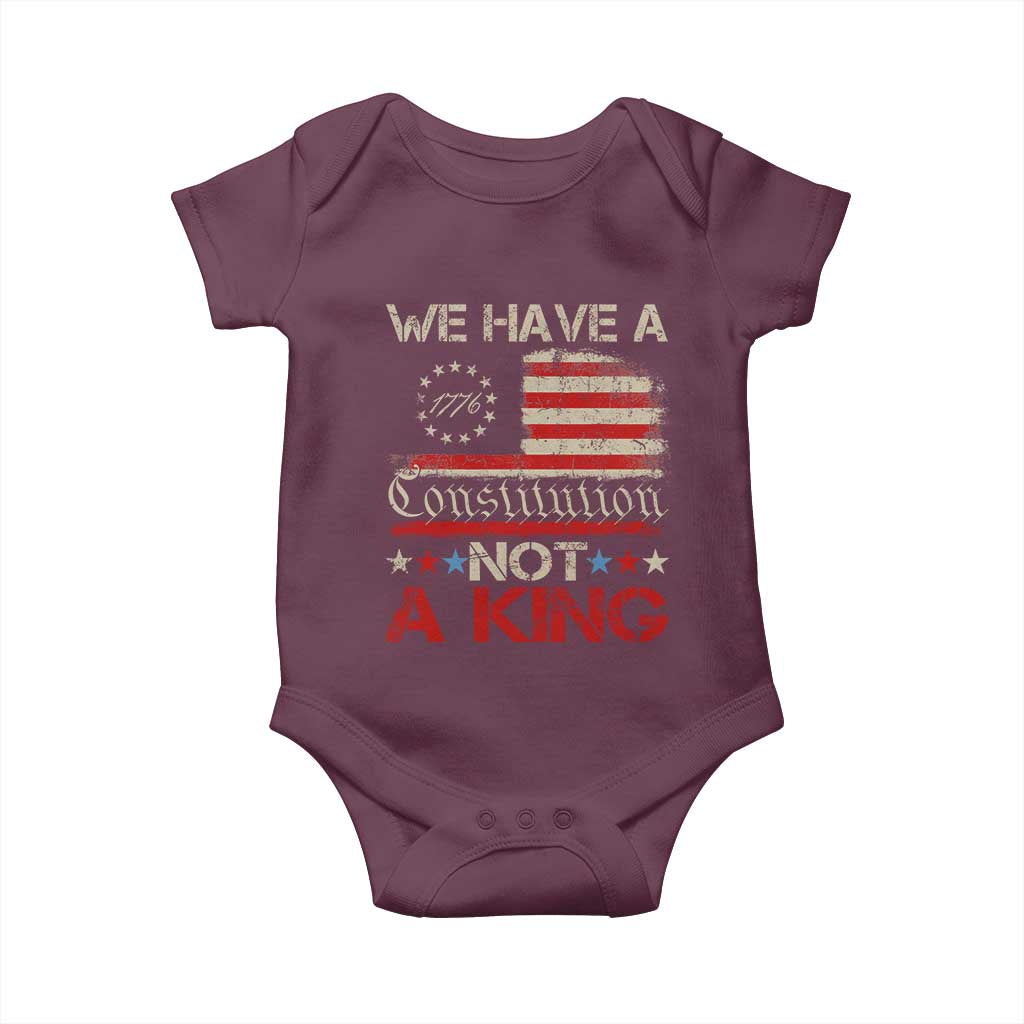 We Have A Constitution Not A King Baby Onesie No Kings in America Betsy Ross Flag - Wonder Print Shop