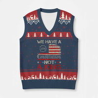 We Have A Constitution Not A King V-Neck Knit Sweater Vest No Kings in America Betsy Ross Flag - Wonder Print Shop